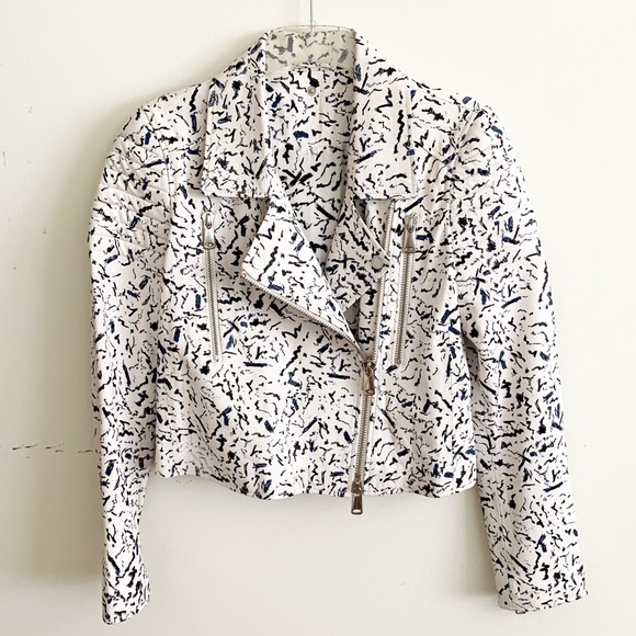 Roschterra Abstract Painted Moto Leather Jacket - Picture 3 of 15